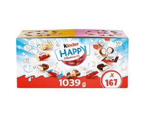 Kinder Happy Moments Mini Mix 1039g - Assortiment de 167 Chocolats Kinder Individuels (5 Variétés) - Coffret Cadeau Pâques, Noël, Anniversaire à Partager