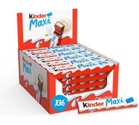Kinder Maxi - Barre Chocolatée au Cœur de Lait fondant Enrobé de Chocolat Kinder - Goûter Fondant et Gourmand - Format Familial - 8 x 36 Barres