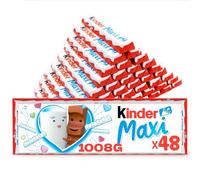 Kinder Maxi - Boite 48 Barres Chocolat au Lait (1 Kg) - Idée Cadeau Enfant & Adulte - Anniversaire, Collègue, Gouter d'école, Fête des Mères - Boîte à Offrir