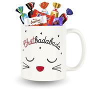 KINDER, MILKA, CÉLÉBRATIONS - Mug Chat Badabada et 20 Chocolats | Mug ChatBadabada Garni d'un Assortiment de 20 Chocolats CELEBRATIONS