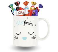 KINDER, MILKA, CÉLÉBRATIONS - Mug Chat ChatFouine et 20 Chocolats | Mug Chat "ChatFouine" Garni d'un Assortiment de 20 Chocolats CELEBRATIONS