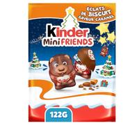 Kinder Mini Friends - Chocolats au Lait Saveur Caramel, 18 Pièces, 122 g | Sachet de 18 oursons Kinder, éclats de biscuits saveur caramel, édition Noël