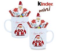 Kinder Noël | 2 Mugs garnis d'un Assortiment de 20 Chocolats Schokobons et Mini-Bueno + Figurine en chocolat Père Noël