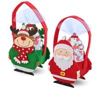KINDER Noël | 2 Paniers feutrine Renne et Père Noël accompagnés d'un assortiment de 2x20 chocolats KINDER Schokobons, Mini Bueno