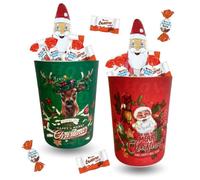 KINDER Noël | 2 Verres garnis de 20 chocolats KINDER Schokobons et Mini-Bueno et d'un moulage | Cadeau Original à Offrir