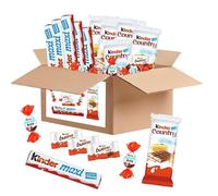 KINDER NOEL | Assortiment de 190 Bonbons au Chocolat Kinder Schokobons, Mini Bueno, 5 Barres Country & Maxi | Carton de 1.45kg à Partager à un Anniversaire, pour Noël