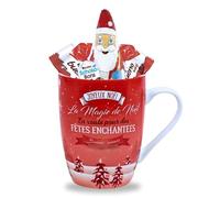 KINDER Noël | Assortiment de 20 Chocolats Schokobons + Mini-Bueno + 1 Figurine Père Noël Chocolat dans un Mug Festif | Coffret Cadeau Gourmand