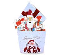 KINDER Noël | Assortiment de 50 Chocolats Schokobons + Mini-Bueno + 1 Figurine Père Noël Chocolat dans une Boite Festive | Coffret Cadeau Gourmand