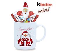 Kinder Noël | Mug garni d'un Assortiment de 20 Chocolats Schokobons et Mini-Bueno + Figurine en chocolat Père Noël