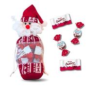 KINDER Noël | Petit Pochon Père Noël Rouge garni de 30 chocolats Kinder Schokobons et Mini Bueno | Un cadeau Original pour gâter les Gourmands
