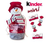 KINDER Noël | Petit sac Bonhomme de Neige garni de 30 KINDER Schokobons et Mini-Bueno | Prêt à Offrir