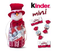 KINDER Noël | Petit sac Bonhomme de Neige Rouge garni de 30 KINDER Schokobons et Mini-Bueno | Prêt à Offrir
