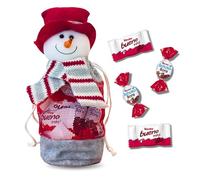 KINDER Noël | Sac Bonhomme de Noël gris garni de 30 chocolats Kinder Schokobons et Mini Bueno | Un Cadeau Original pour gâter les Gourmands