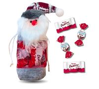 KINDER Noël | Sac Père Noël Gris garni de 30 chocolats Kinder Schokobons et Mini Bueno | Un cadeau Original pour gâter les Gourmands