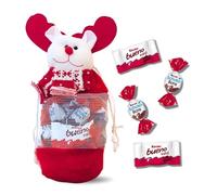 KINDER Noël | Sac Renne Noël rouge garni de 30 chocolats Kinder Schokobons et Mini Bueno | Un Cadeau Original pour gâter les Gourmands