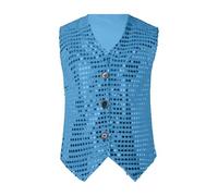 Kinder Pailletten Weste jaune ärmellos V-Ausschnitt Glitzer Weste Jacke Festlich Party Tanzbekleidung Bühnenauftritt Hip Hop Jazz Tango Street Dance Kleidung Tanzkostüm Performance-Kostüm 110 92 2 ans