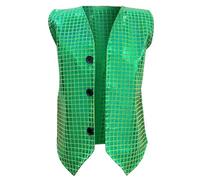 Kinder Pailletten Weste jaune ärmellos V-Ausschnitt Glitzer Weste Jacke Festlich Party Tanzbekleidung Bühnenauftritt Hip Hop Jazz Tango Street Dance Kleidung Tanzkostüm Performance-Kostüm 110 92 2 ans