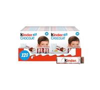 Kinder Petites barres de chocolat, boîte-cadeau de chocolat en vrac, tablette de chocolat au lait fine fourrée au lait, paquet de 20 x 50 g
