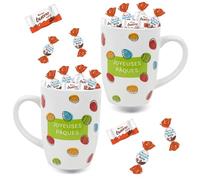 KINDER Schokobons et Mini Bueno | 2 Mugs de Pâques garnis d'un Assortiment de 20 Chocolats | Coffret Idéal à Offrir ou à Cacher