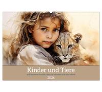 Kinder und Tiere (Wandkalender 2026 DIN A2 quer), CALVENDO Monatskalender: Richtig gute Freunde