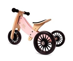 Kinderfeets Tiny Tot Plus Rose - Tricycle et Draisienne 2 en 1 en Bois - A partir de 1,5 an