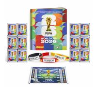 Kinderfreund Kit de collection XXL Coupe du Monde 2026 - Album + autocollants à coller PanInI Coupe du Monde Album extra 1 x plan de jeu et 2 x bandes anti-transpiration pour fans de l'Allemagne (50