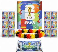 Kinderfreund XXL Set Collection Coupe du Monde 2026 - Album Panini + Stickers à Coller, Calendrier des Matchs & Collier de Fleurs Allemagne, Bundle XXL (10 Pochettes / 70 Stickers)