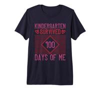 Kindergarten Grade Survived 100 Days of Me Back to School T-Shirt Haut de Gamme