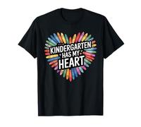 Kindergarten Has My Heart Teacher Classroom Love Colorful T-Shirt