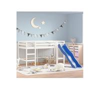 Vidaxl Lit Mezzanine Enfants Toboggan Blanc 80x200 Cm Bois Pin Massif Blanc