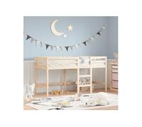 vidaXL Lit Mezzanine Enfants Échelle, Lit Surélevé pour Enfants, Meuble de Rangement Chambre, Moderne, Marron 80x200 cm Bois Pin Massif