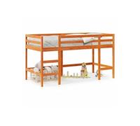 Kinderhoogslaper met ladder 90x190 cm massief grenenhout bruin852399