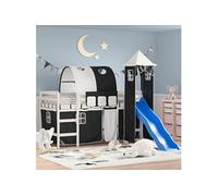 Vidaxl Lit Mezzanine Enfants Avec Tour Blanc/Noir 80x200cm Pin Massif Blanc