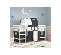 Lit Mezzanine Enfants et Tunnel Chambre Blanc Noir 80x200 cm Pin Massif vidaXL