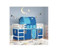 Vidaxl Lit Mezzanine Enfants Avec Tunnel Bleu 80x200cm Bois Pin Massif Marron