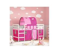 Kinderhoogslaper met tunnel 80x200 cm massief grenenhout roze3206987