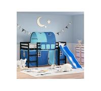 Kinderhoogslaper met tunnel 90x190 cm massief grenenhout blauw3207061