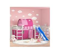 Kinderhoogslaper met tunnel 90x190 cm massief grenenhout roze3207059
