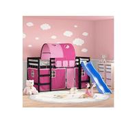 Kinderhoogslaper met tunnel 90x190 cm massief grenenhout roze3207062