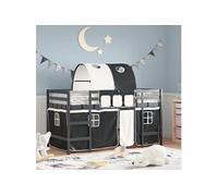 Vidaxl Lit Mezzanine Enfants Et Tunnel Blanc/Noir 90x200 Cm Pin Massif Multicolore