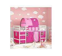 Kinderhoogslaper met tunnel 90x200 cm massief grenenhout roze3206996