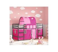 Kinderhoogslaper met tunnel 90x200 cm massief grenenhout roze3206999