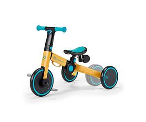 Kinderkraft 4TRIKE Tricycle 3en1, Tricycle pliable, Vélo sans Pédales, Vélo Bébé, Mini Draisienne, Trotteur, Selle réglable, Trois Roues, De 12 mois à environ 5 ans, 25kg, Jaune