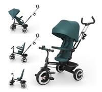 Kinderkraft Aston 2 Pro Tricycle Poussette, Assise pivotante 360° Click & Twist, Position Semi-allongée Face et Dos à la Route, pédales Libres, Capote avec fenêtre, Vert