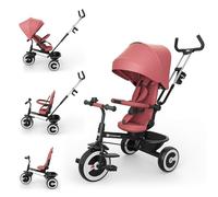 Kinderkraft Aston 2 Pro Tricycle Poussette, Assise pivotante 360° Click & Twist, Position Semi-allongée Face et Dos à la Route, pédales Libres, Capote avec fenêtre, Rosa