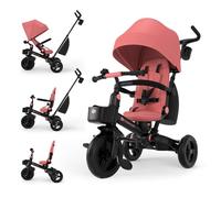 Kinderkraft Aveo 2 Pro Triciclo 6 in 1, Seduta Girevole Click&Twist, Reclinabile, Pieghevole Compatto, Cappottina UPF50+, Ruota Libera, Da 9 Mesi a 5 Anni, Rose