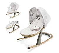Kinderkraft ELSU Transat Bébé 2en1 evolutif, 0-9kg, Balancelle dès la naissance, Moustiquaire, Avec 2 jouets, Légère et pliable, Harnais de Sécurité, Gris