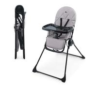 Kinderkraft Chaise haute BINCI légère et pliable 5 kg, plateau, repose-pieds, harnais 5 points, Gris