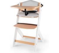 Kinderkraft Chaise Haute Bébé Enock, 3 En 1, Avec Coussin En Bois Naturel, Évolutive, Réglage, Blanc