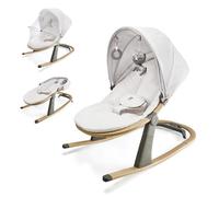 Kinderkraft ELSU Transat Bébé 2en1 evolutif, 0-9kg, Balancelle dès la naissance, Moustiquaire, Avec 2 jouets, Légère et pliable, Harnais de Sécurité, Gris